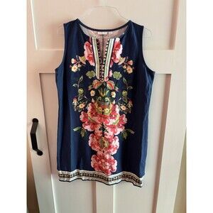 NWT New York & Company Floral Sleeveless Shift Dress Size XL Navy Multicolor